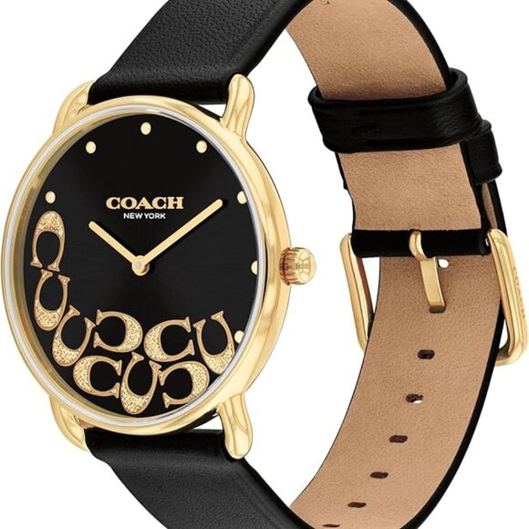 NEW! Coach Elliot Women's Watch | Sleek Design with Scattered Charms Black/Gold - Picture 1 of 4